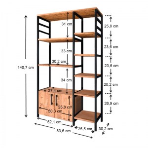 meg-GP041-0067,1-2 ΕΠΙΠΛΟ ΚΟΥΖΙΝΑΣ BENITO MEGAPAP ΜΕΤΑΛΛΙΚΟ - ΜΕΛΑΜΙΝΗΣ ΧΡΩΜΑ ΜΑΥΡΟ - PINE OAK 83,6X30,2X140,7ΕΚ.