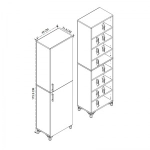meg-GP041-0069,1-6 ΝΤΟΥΛΑΠΙ ΚΟΥΖΙΝΑΣ/ΜΠΑΝΙΟΥ CHARLIE MEGAPAP ΧΡΩΜΑ ΛΕΥΚΟ 49X31,8X173,9ΕΚ.