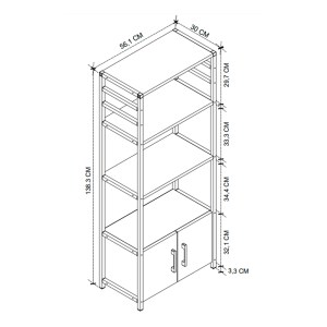 meg-GP041-0073,1-4 ΕΠΙΠΛΟ ΚΟΥΖΙΝΑΣ AGERO MEGAPAP ΜΕΤΑΛΛΙΚΟ - ΜΕΛΑΜΙΝΗΣ ΧΡΩΜΑ ΜΑΥΡΟ - PINE OAK 56,1X30X138,3ΕΚ.