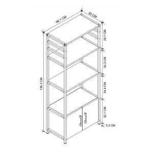 meg-GP041-0073,2-4 ΕΠΙΠΛΟ ΚΟΥΖΙΝΑΣ AGERO MEGAPAP ΜΕΤΑΛΛΙΚΟ - ΜΕΛΑΜΙΝΗΣ ΧΡΩΜΑ ΑΝΘΡΑΚΙ 56,1X30X138,3ΕΚ.