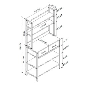 meg-GP041-0076,1-4 ΕΠΙΠΛΟ ΚΟΥΖΙΝΑΣ PRINTO MEGAPAP ΜΕΤΑΛΛΙΚΟ - ΜΕΛΑΜΙΝΗΣ ΧΡΩΜΑ ΜΑΥΡΟ - ΚΑΠΝΙΣΤΗ ΚΑΡΥΔΙΑ 81,6X37,5X169,1ΕΚ.