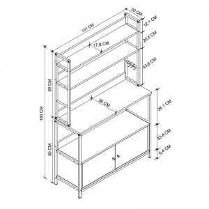 meg-GP041-0077,1-4 ΕΠΙΠΛΟ ΚΟΥΖΙΝΑΣ SEVERO MEGAPAP ΜΕΤΑΛΛΙΚΟ - ΜΕΛΑΜΙΝΗΣ ΧΡΩΜΑ ΜΑΥΡΟ - ΚΑΠΝΙΣΤΗ ΚΑΡΥΔΙΑ 101X36X160ΕΚ.