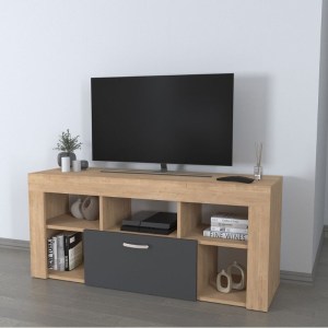 meg-GP041-0082,1-0 ΕΠΙΠΛΟ ΤΗΛΕΟΡΑΣΗΣ MIDILI MEGAPAP ΧΡΩΜΑ SAPPHIRE OAK - ΑΝΘΡΑΚΙ 135X42X60,7ΕΚ.