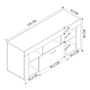 meg-GP041-0082,1-4 ΕΠΙΠΛΟ ΤΗΛΕΟΡΑΣΗΣ MIDILI MEGAPAP ΧΡΩΜΑ SAPPHIRE OAK - ΑΝΘΡΑΚΙ 135X42X60,7ΕΚ.