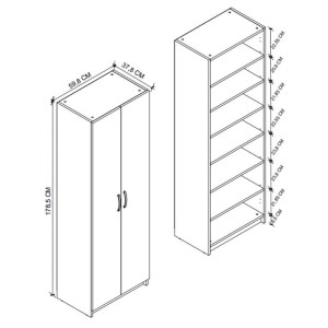 meg-GP041-0085,2-4 ΝΤΟΥΛΑΠΑ ΡΟΥΧΩΝ - ΠΑΠΟΥΤΣΟΘΗΚΗ RENSO MEGAPAP ΔΙΦΥΛΛΗ ΧΡΩΜΑ ΚΑΠΝΙΣΤΗ ΚΑΡΥΔΙΑ 59,8X37,8X178,5ΕΚ.