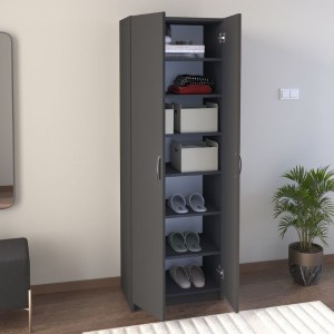meg-GP041-0085,4-2 ΝΤΟΥΛΑΠΑ ΡΟΥΧΩΝ - ΠΑΠΟΥΤΣΟΘΗΚΗ RENSO MEGAPAP ΔΙΦΥΛΛΗ ΧΡΩΜΑ ΑΝΘΡΑΚΙ 59,8X37,8X178,5ΕΚ.