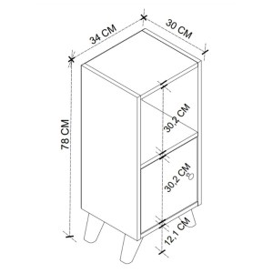 meg-GP041-0090,1-4 ΚΟΜΟΔΙΝΟ VIRA MEGAPAP ΧΡΩΜΑ ΛΕΥΚΟ 34X30X78ΕΚ.
