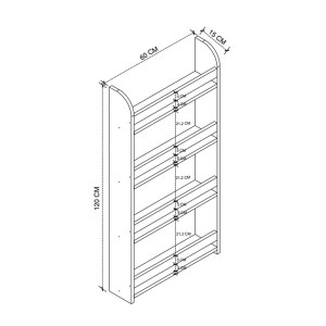 meg-GP041-0097,2-3 ΕΠΙΤΟΙΧΙΑ ΒΙΒΛΙΟΘΗΚΗ - ΡΑΦΙΕΡΑ MONTESSORI MEGAPAP ΧΡΩΜΑ SAPPHIRE OAK 60X15X120ΕΚ.
