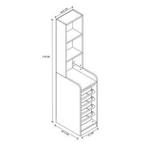meg-GP041-0110,1-4 ΕΠΙΠΛΟ ΚΟΥΖΙΝΑΣ - ΜΠΑΝΙΟΥ UTAH MEGAPAP ΜΕ 5 ΣΥΡΤΑΡΙΑ ΧΡΩΜΑ ΛΕΥΚΟ 34,6X44,3X178ΕΚ.