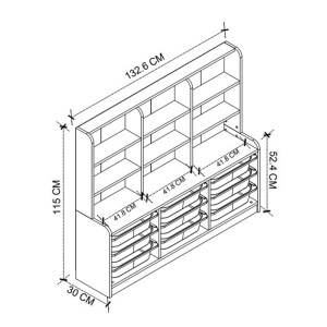 meg-GP041-0112,1-4 ΒΙΒΛΙΟΘΗΚΗ OBIA MEGAPAP ΜΕ 9 ΣΥΡΤΑΡΙΑ ΧΡΩΜΑ ΛΕΥΚΟ 132,6X30X115ΕΚ.