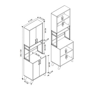 meg-GP041-0115,1-4 ΕΠΙΠΛΟ ΚΟΥΖΙΝΑΣ SEDEF MEGAPAP ΧΡΩΜΑ PINE OAK 61X40X202,1ΕΚ.