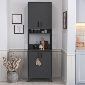 meg-GP041-0115,2-2 ΕΠΙΠΛΟ ΚΟΥΖΙΝΑΣ SEDEF MEGAPAP ΧΡΩΜΑ ΑΝΘΡΑΚΙ 61X40X202,1ΕΚ.