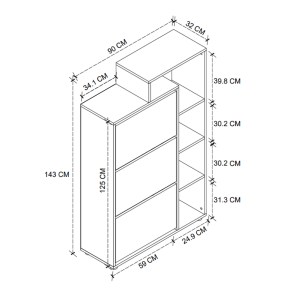 meg-GP041-0119,1-4 ΠΑΠΟΥΤΣΟΘΗΚΗ LEGO MEGAPAP ΧΡΩΜΑ PINE OAK 90X32X143ΕΚ.