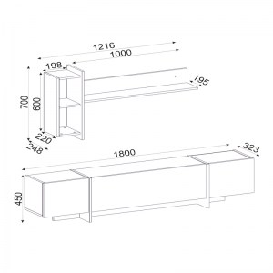 meg-GP042-0001,1-5 ΣΥΝΘΕΣΗ ΤΗΛΕΟΡΑΣΗΣ VEYRON MEGAPAP ΑΠΟ ΜΕΛΑΜΙΝΗ ΧΡΩΜΑ ΜΑΥΡΟ REBAB - ΜΑΥΡΟ ΕΦΕ ΜΑΡΜΑΡΟΥ 180X33X45ΕΚ.