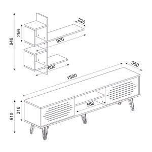 meg-GP042-0015,1-4 ΣΥΝΘΕΣΗ ΤΗΛΕΟΡΑΣΗΣ SALERNO MEGAPAP ΑΠΟ ΜΕΛΑΜΙΝΗ ΧΡΩΜΑ SAPPHIRE 180X35X51ΕΚ.
