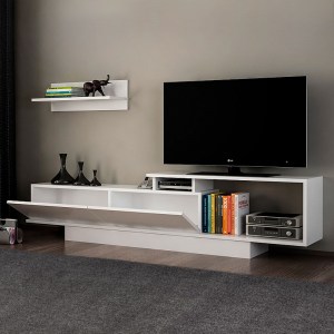 meg-GP042-0029,1-1 ΕΠΙΠΛΟ ΤΗΛΕΟΡΑΣΗΣ NOVARA MEGAPAP ΑΠΟ ΜΕΛΑΜΙΝΗ ΧΡΩΜΑ ΛΕΥΚΟ 180X29,6X45ΕΚ.