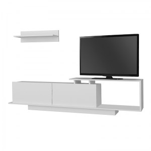 meg-GP042-0029,1-2 ΕΠΙΠΛΟ ΤΗΛΕΟΡΑΣΗΣ NOVARA MEGAPAP ΑΠΟ ΜΕΛΑΜΙΝΗ ΧΡΩΜΑ ΛΕΥΚΟ 180X29,6X45ΕΚ.