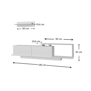 meg-GP042-0029,1-4 ΕΠΙΠΛΟ ΤΗΛΕΟΡΑΣΗΣ NOVARA MEGAPAP ΧΡΩΜΑ ΛΕΥΚΟ 180X29,6X45ΕΚ.