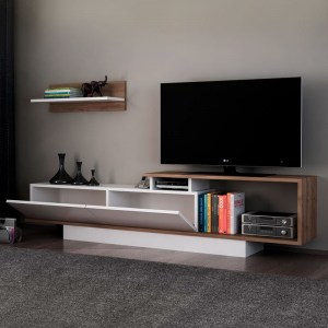 meg-GP042-0029,2-1 ΕΠΙΠΛΟ ΤΗΛΕΟΡΑΣΗΣ NOVARA MEGAPAP ΑΠΟ ΜΕΛΑΜΙΝΗ ΧΡΩΜΑ ΛΕΥΚΟ - ΚΑΡΥΔΙ 180X29,6X45ΕΚ.