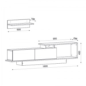 meg-GP042-0029,2-3 ΕΠΙΠΛΟ ΤΗΛΕΟΡΑΣΗΣ NOVARA MEGAPAP ΑΠΟ ΜΕΛΑΜΙΝΗ ΧΡΩΜΑ ΛΕΥΚΟ - ΚΑΡΥΔΙ 180X29,6X45ΕΚ.