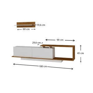 meg-GP042-0029,2-4 ΕΠΙΠΛΟ ΤΗΛΕΟΡΑΣΗΣ NOVARA MEGAPAP ΧΡΩΜΑ ΛΕΥΚΟ - ΚΑΡΥΔΙ 180X29,6X45ΕΚ.