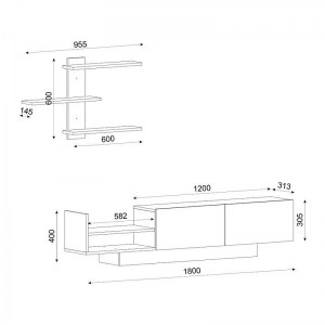 meg-GP042-0034,1-4 ΣΥΝΘΕΣΗ ΤΗΛΕΟΡΑΣΗΣ EGEMEN MEGAPAP ΑΠΟ ΜΕΛΑΜΙΝΗ ΧΡΩΜΑ ΛΕΥΚΟ 180X32X40ΕΚ.
