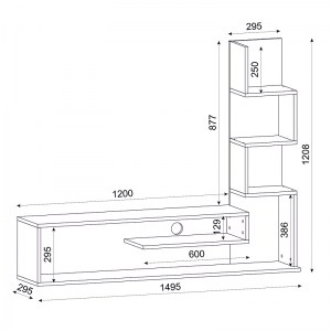 meg-GP042-0039,1-2 ΕΠΙΠΛΟ ΤΗΛΕΟΡΑΣΗΣ METENI MEGAPAP ΑΠΟ ΜΕΛΑΜΙΝΗ ΧΡΩΜΑ ΛΕΥΚΟ - CORDOBA 149,5X29,5X120ΕΚ.