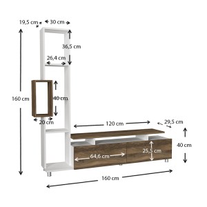 meg-GP042-0046,2-6 ΣΥΝΘΕΣΗ ΤΗΛΕΟΡΑΣΗΣ TULIP MEGAPAP ΧΡΩΜΑ ΛΕΥΚΟ - ΚΑΡΥΔΙ 160X29,5X160ΕΚ.