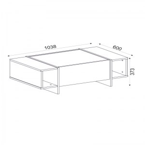 meg-GP042-0066,1-3 ΤΡΑΠΕΖΑΚΙ ΣΑΛΟΝΙΟΥ VEYRON MEGAPAP ΑΠΟ ΜΕΛΑΜΙΝΗ ΧΡΩΜΑ ΜΑΥΡΟ REBAB - ΜΑΥΡΟ ΕΦΕ ΜΑΡΜΑΡΟΥ 104X60X37,3ΕΚ.