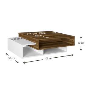 meg-GP042-0071,1-4 ΤΡΑΠΕΖΑΚΙ ΣΑΛΟΝΙΟΥ TAB MEGAPAP ΧΡΩΜΑ ΛΕΥΚΟ - ΚΑΡΥΔΙ 105X60X32ΕΚ.