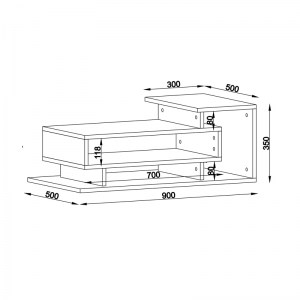 meg-GP042-0079,1-2 ΤΡΑΠΕΖΑΚΙ ΣΑΛΟΝΙΟΥ FLYNN MEGAPAP ΑΠΟ ΜΕΛΑΜΙΝΗ ΧΡΩΜΑ ΛΕΥΚΟ - ΚΑΡΥΔΙ 90X50X35ΕΚ.