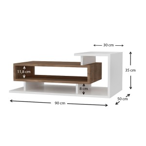 meg-GP042-0079,1-4 ΤΡΑΠΕΖΑΚΙ ΣΑΛΟΝΙΟΥ FLYNN MEGAPAP ΧΡΩΜΑ ΛΕΥΚΟ - ΚΑΡΥΔΙ 90X50X35ΕΚ.