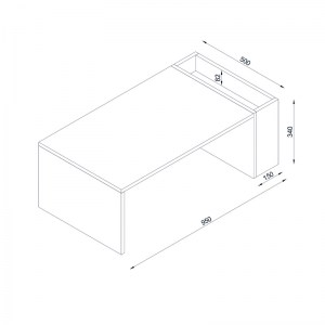 meg-GP042-0085,2-3 ΤΡΑΠΕΖΑΚΙ ΣΑΛΟΝΙΟΥ VIEW MEGAPAP ΑΠΟ ΜΕΛΑΜΙΝΗ ΧΡΩΜΑ ΛΕΥΚΟ - ΚΑΡΥΔΙ 95X50X34ΕΚ.