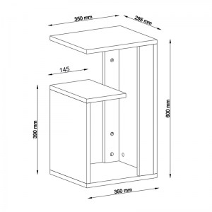 meg-GP042-0092,1-4 ΤΡΑΠΕΖΑΚΙ ΒΟΗΘΗΤΙΚΟ ROSANA MEGAPAP ΑΠΟ ΜΕΛΑΜΙΝΗ ΧΡΩΜΑ ΛΕΥΚΟ 35X29,5X60ΕΚ.