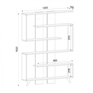 meg-GP042-0098,1-2 ΒΙΒΛΙΟΘΗΚΗ ΜΕΛΑΜΙΝΗΣ RAIN MEGAPAP ΧΡΩΜΑ ΛΕΥΚΟ - ΚΑΡΥΔΙ 120X19,5X162ΕΚ.