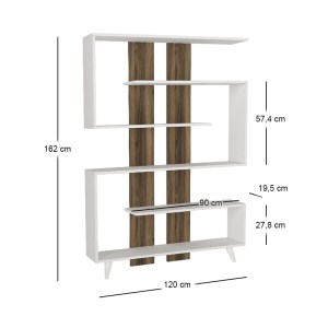 meg-GP042-0098,1-4 ΒΙΒΛΙΟΘΗΚΗ RAIN MEGAPAP ΧΡΩΜΑ ΛΕΥΚΟ - ΚΑΡΥΔΙ 120X19,5X162ΕΚ.