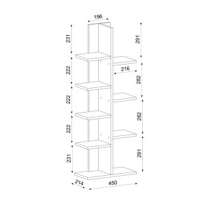 meg-GP042-0102,1-2 ΒΙΒΛΙΟΘΗΚΗ ΜΕΛΑΜΙΝΗΣ TREE MEGAPAP ΧΡΩΜΑ ΛΕΥΚΟ 45X21,4X113ΕΚ.