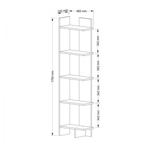 meg-GP042-0103,1-3 ΒΙΒΛΙΟΘΗΚΗ ΜΕΛΑΜΙΝΗΣ PERLA MEGAPAP ΧΡΩΜΑ ΛΕΥΚΟ 48X22X170ΕΚ.