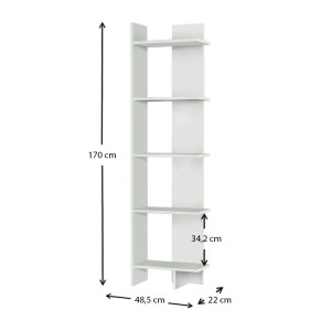 meg-GP042-0103,1-4 ΒΙΒΛΙΟΘΗΚΗ PERLA MEGAPAP ΧΡΩΜΑ ΛΕΥΚΟ 48X22X170ΕΚ.