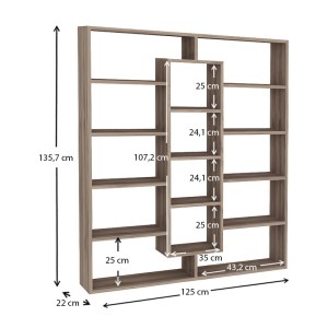 meg-GP042-0104,2-5 ΒΙΒΛΙΟΘΗΚΗ AMPLE MEGAPAP ΧΡΩΜΑ ΚΑΡΥΔΙ 125X22X135,7ΕΚ.