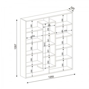 meg-GP042-0104,3-2 ΒΙΒΛΙΟΘΗΚΗ ΜΕΛΑΜΙΝΗΣ AMPLE MEGAPAP ΧΡΩΜΑ ΜΑΥΡΟ - ΛΕΥΚΟ 125X22X135,7ΕΚ.