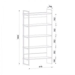 meg-GP042-0107,1-3 ΒΙΒΛΙΟΘΗΚΗ ΜΕΛΑΜΙΝΗΣ CECILIA MEGAPAP ΧΡΩΜΑ ΚΑΠΝΙΣΤΗ ΚΑΡΥΔΙΑ 91,8X34,8X180ΕΚ.