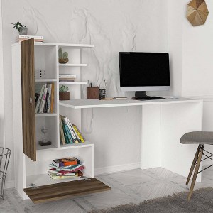 meg-GP042-0110,1-1 ΓΡΑΦΕΙΟ ΕΡΓΑΣΙΑΣ DOMINGO MEGAPAP ΑΠΟ ΜΕΛΑΜΙΝΗ ΧΡΩΜΑ ΛΕΥΚΟ - ΚΑΡΥΔΙ 149,5X60X120ΕΚ.