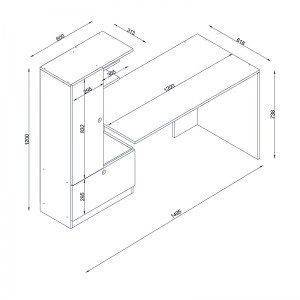 meg-GP042-0110,1-6 ΓΡΑΦΕΙΟ ΕΡΓΑΣΙΑΣ DOMINGO MEGAPAP ΑΠΟ ΜΕΛΑΜΙΝΗ ΧΡΩΜΑ ΛΕΥΚΟ - ΚΑΡΥΔΙ 149,5X60X120ΕΚ.