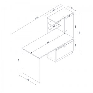 meg-GP042-0111,2-6 ΓΡΑΦΕΙΟ ΕΡΓΑΣΙΑΣ MERINO MEGAPAP ΑΠΟ ΜΕΛΑΜΙΝΗ ΧΡΩΜΑ ΛΕΥΚΟ - ΚΑΡΥΔΙ 149,5X61,8X120ΕΚ.