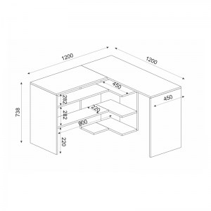 meg-GP042-0114,2-4 ΓΡΑΦΕΙΟ ΕΡΓΑΣΙΑΣ STYLO MEGAPAP ΑΠΟ ΜΕΛΑΜΙΝΗ ΧΡΩΜΑ SAPPHIRE -  ΑΝΘΡΑΚΙ 120X120X73,8ΕΚ.