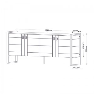 meg-GP042-0124,1-5 ΜΠΟΥΦΕΣ ΜΕΛΑΜΙΝΗΣ URSULA MEGAPAP ΧΡΩΜΑ ΚΑΡΥΔΙ 180X40X77,6ΕΚ.