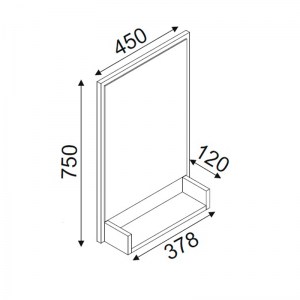 meg-GP042-0139,1-3 ΚΑΘΡΕΠΤΗΣ ΤΟΙΧΟΥ COSTA ΜEGAPAP ΑΠΟ ΜΕΛΑΜΙΝΗ ΧΡΩΜΑ ΜΑΥΡΟ 45X12X75ΕΚ.