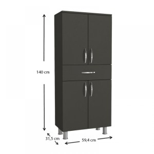 meg-GP042-0148,2-4 ΝΤΟΥΛΑΠΙ ΚΟΥΖΙΝΑΣ - ΜΠΑΝΙΟΥ MONTANA MEGAPAP ΧΡΩΜΑ ΑΝΘΡΑΚΙ 59,4X31,5X140ΕΚ.