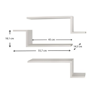 meg-GP042-0159,1-6 ΡΑΦΙΕΡΑ ΤΟΙΧΟΥ LOWA MEGAPAP 3 ΤΕΜΑΧΙΩΝ ΧΡΩΜΑ ΛΕΥΚΟ 57,7X14,5X18ΕΚ.